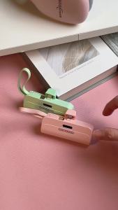 GOOJODOQ 4000/5000mah Mini Power Bank for Phone Android Built in Type-C & Lightning Plugs Cables Small Portable Type C Charge