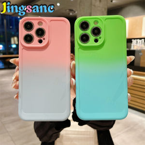 Jingsanc Gradient Casing For iPhone 14 13 12 11 Pro Max Mini XS XR X 8 7 Plus + SE 2020 Phone Case Soft TPU Full Coverage Lens Shockproof Protection Back Cover Y6-1
