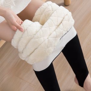 Miiow | Thickened Lamb Velvet High Waist Womens Leggings Autumn Winter Warm Cotton Pants Black Fleece Lined Base Layer Trousers