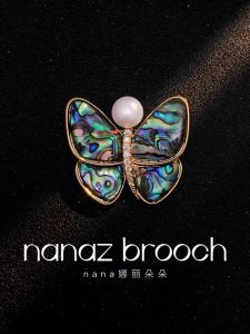 Natural Abalone Shell Butterfly Brooch Pin Womens Fashion Pearls Freshwater Pearl Bouquet Pins Original Design Alloy Jewelry