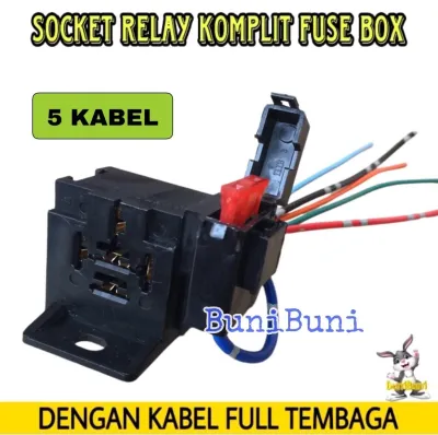 SOCKET RELAY KOMPLIT SEKRING - Rumah Soket Relay Gandeng Kaki 4 & 5 Komplit Fuse Box Dengan Kabel Bintik Tembaga