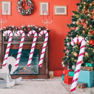 120cm Inflatable Christmas Candy Cane Stick Balloons Outdoor Candy Canes Decor for Xmas Decoration Supplies
