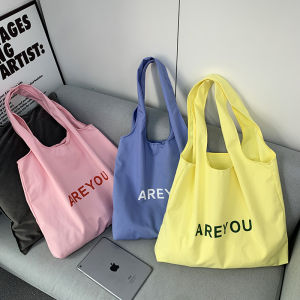Summer Fresh Canvas Tote Bag Single Shoulder Large Capacity Thin Style Colorful Red Bookbag for Students Class Casual Leisure