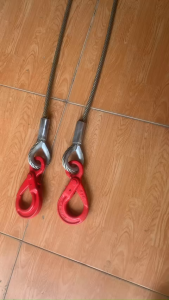 Bộ sling cáp thép 2 sợi 3.4 tấn 1.5m Hàn Quốc tại Máy NTT dùng móc buộc cẩu kéo Tải trọng: 3.4 tấn
