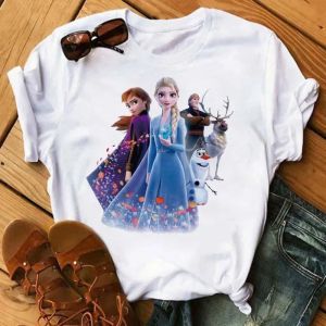 Hasbro | Womens Fashion Design Frozen Elsa Princess Fun Cartoon Anna Princess Pattern Summer T-Shirt Harajuku Street Casual Short Sleeve