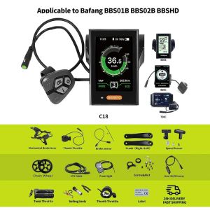 BAFANG Gear Sensor Brake Sensor Speed Sensor Chain Wheel Crank 1T4 Cable C18 860C Display for Bafang BBS01B BBS02B E-Bike Motor