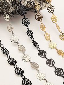 ไม่ซีดจาง สร้อยคอ ต่างหู ดอกกุหลาบ ชิ้นส่วนคอมพิวเตอร์ DIY โซ่ทองแดง ชุดแต่งงาน อุปกรณ์ตกแต่ง เครื่องประดับแฟชั่น