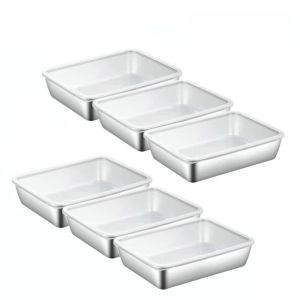 Stainless Steel Food Grade Storage Box with Lid Square Dish Fridge Picnic Box Kitchen Dumpling Box Food Preservation Container