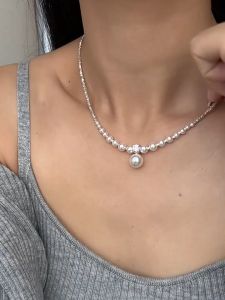 silver original italy 925 broken silver pearl necklace for women gift