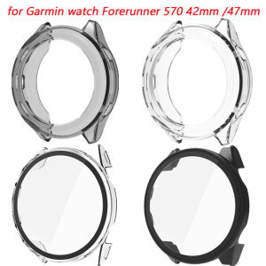 Soft TPU Protective Case Cover For Garmin Watch Forerunner 570 42mm 47mm Screen Film+Shell For Smart Watch Garmin Forerunner 970
