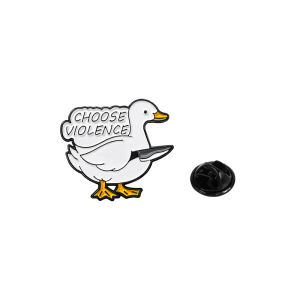 4pcs Cute Cartoon White Goose Enamel Brooch Creative Fun English Letter Animal Lapel Pin Badge Backpack Clothing Hat Accessories