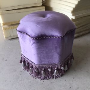 Retro Style Fabric Tassel Low Stool Makeup Bench Shoe Changing Bench Wooden Frame Geometric Pattern Adult Seat Cushionable