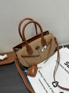 Vacation Style Straw Woven Bag Womens 2025 New Summer Popular Beachside Large Capacity Single Shoulder Kelly Bucket Bag