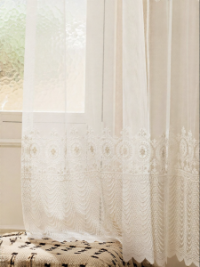 JINCHAN | Light Permeable Stereoscopic Embroidered White Curtain