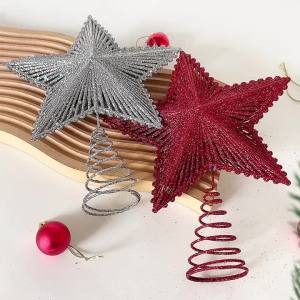 25cm Red Glitter Christmas Tree Topper Plastic Star Christmas Decor For Home Xmas Tree Ornaments Navidad New Year 2026 Natal