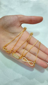 Noin - Gelang Wanita Serut Lapis Emas Model Infinity & Berlian Imitasi Elegan Anti Karat Tidak Luntur Adjustable