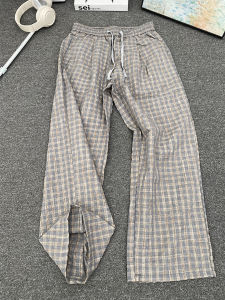 Quần Ống Rộng Mỏng Bằng Vải Bong Bóng Màu Xám Cho Nam Mùa Hè Phong Cách Lười Biếng Quần Dài Thường Ngày Quần Ống Rộng Quần Dài Quần Dài