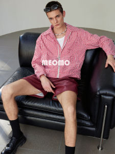 เสื้อแจ็คเก็ตคอปกสั้นลายทางสีชมพูบางจากแบรนด์ MEOMO ฤดูร้อน 2025 ผ้าฝ้ายผสมโพลีเอสเตอร์ ปกติ ปกติ ปกติ