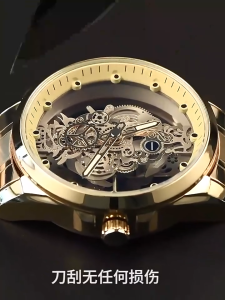 Mens Quartz Watch Hollow Out Skeleton Design Transparent Dial Luminous Waterproof Business Casual Wrist Watch