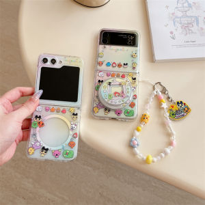 Creative Cartoon Magnetic Absorption Full Screen Protection Case for Samsung ZFlip7 Flip Phone Shell Womens Style Anti-Fall