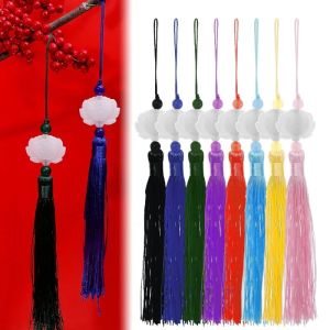 Chinese Style Elegant Premium White Jade Lotus Flower Tassel Clothing Waist Belt Car Pendant Hairpin Accessories Kawaii Charms