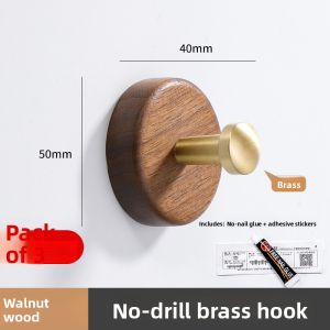 INNDUN | Walnut Wood Strong Adhesive Wall Hook