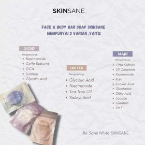 SKINSANE - Face & Body Bar Soap 80gr BPOM - Sabun Wajah dan badan Skinsane - Sicad - Sactea - Majie Skinsane By SR12