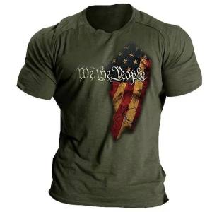 SUOSHE | Loose Breathable Versatile USA Flag Print Short Sleeve Tshirt