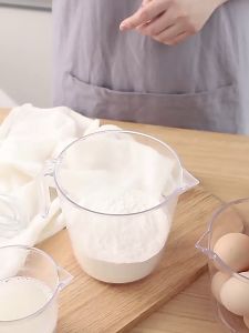 ของใช้ในครัวเรือน เครื่องมืออบ 150/300/600/1000ml เกรดอาหาร PS ถ้วยตวงมีสเกล ถ้วยตวงพลาสติกใส