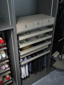 Aluminum Alloy and Leather Divider Closet Jewelry Accessories Storage Pull Out Organizer Drawer Wardrobe Organizer