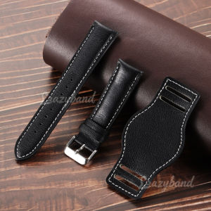 Calfskin Watch Strap Leather Mat Bund Band Retro Genuine Cowhide Universal Wristband for Men Women Bracelet 18mm 20mm 22mm Brown