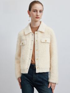 HR | เสื้อแจ็คเก็ตสั้นผู้หญิง HR ขนสัตว์ 2025 ฤดูใบไม้ร่วงและฤดูหนาว อบอุ่นและสบาย ทรงเข้ารูป เสื้อสั้นสไตล์สตรีท