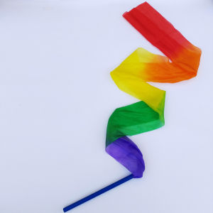 Colorful Ribbon with Stick for Children Dance Fitness Square Dancing Props Multicolor Ribbon for Sports Meet Performance