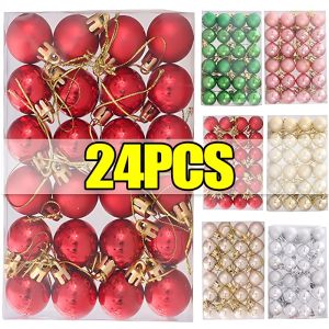 🔥24Pcs/Box Christmas Tree Hanging Ball for Xmas 2025 New Year Party Home Hanging Ornament Electroplated Balls Xmas Decoration 3cm
