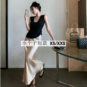 High Waist Satin Fish Tail Half Skirt Womens Summer High Heels Illusory Long Skirt XS Korean Style Commute Pure Color