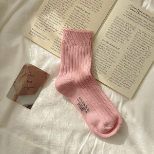 HANXIUYU | Pink Ins Style Trendy Loose-knit Cotton Crew Socks