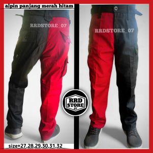 CELANA ALPIN/CARGO MERAH HITAM PANJANG CELANA PUNK size : 27-32