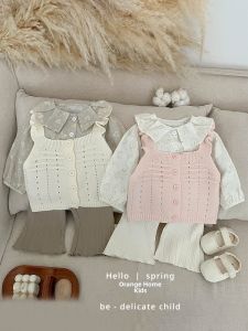 Spring Autumn Korean Style Breathable Cute Solid Color Hollow Out Knit Vest