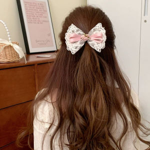 Sweet Butterfly Knot Hair Clip Womens Back of Head Girl Ambiance Sense Top Clip Lace Flower Hair Accessories out