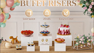2025 New 6 Pieces Thickening Buffet Riser Cube Display Nesting for Buffet Birthday Party