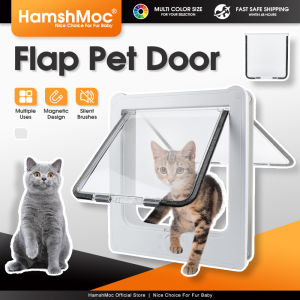 HamshMoc Flap Pet Door Silent Cat Door Extra Large Durable with Security Locking Automatically Close Easy Install Extra Large for Cat