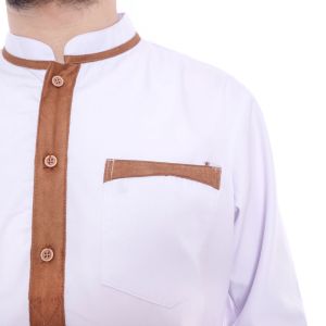 Baju Koko Kemeja Lengan Panjang Bahan Oxford AlQarni Coklat