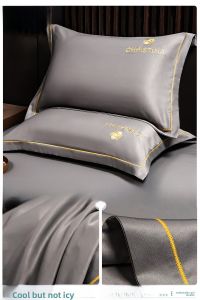 Ice Silk Pillowcase Summer Cool Pillow Cover Full Head Dual Sided Home Use Single Color Blue Inner Core Pillowcase Pair