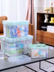 Trove Kotak obat multi-lapis yang sepenuhnya transparan untuk digunakan di rumah kotak penyimpanan obat berkapasitas besar kotak obat pertolongan pertama medis besar yang transparan