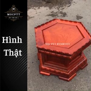 Đôn lục giác Đế tượng mẫu hoa sen gỗ hương kích thước Mặt 20 25 30 35 cm trang trí nhà cửa