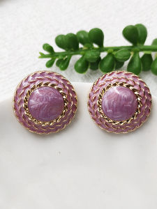 Retro French Gentle Earrings Enamel Silver Needle Womens Fashion Jewelry Painted Oil Purple Earrings B232