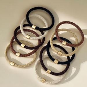 10 ชิ้น/เซ็ตผม Basic GOLD สีปุ่มความยืดหยุ่นสูงผมวงยืดหยุ่นผมหางม้ายางรัดผมผู้หญิงอุปกรณ์เสริมผม