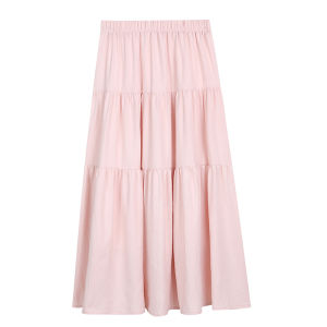 White Cake Skirt High Waist A-Line Midi Skirt Womens Spring Autumn New Small Size Slimming Half-length Umbrella Skirt