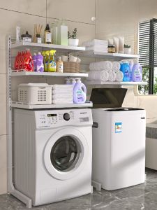 ตู้เก็บของแบบพับได้สำหรับห้องน้ำและบันไดลิฟท์ ชั้นวางของ 3 ชั้น อุปกรณ์ทำความสะอาดในครัวเรือน โลหะผสมคาร์บอน