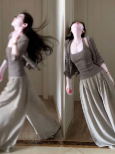 Fashionable Knitted Neckline Cardigan Casual Pants Three-Piece Set Comfortable Cotton Short Sleeve round Neck Button Closure